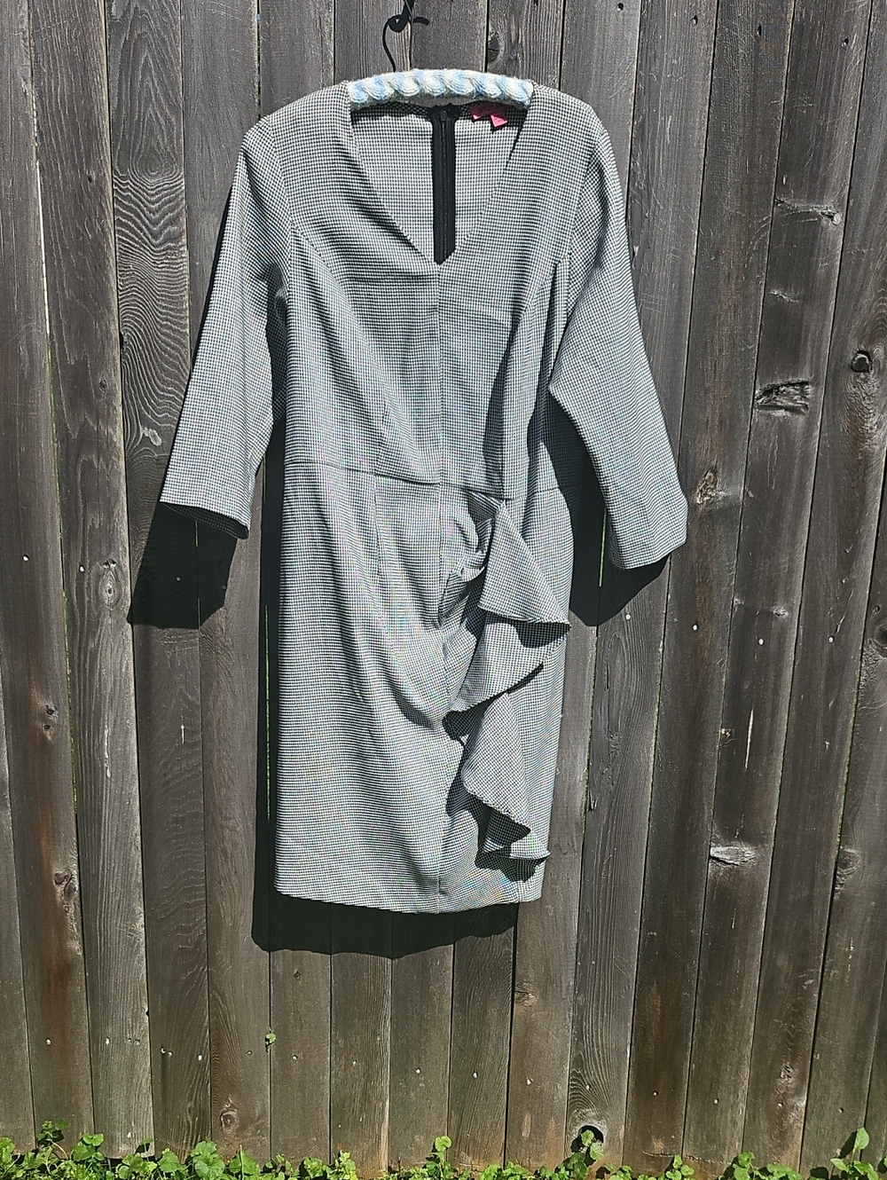 Betsey Johnson Houndstooth Dress With Ruffle Accent 18w NWOT